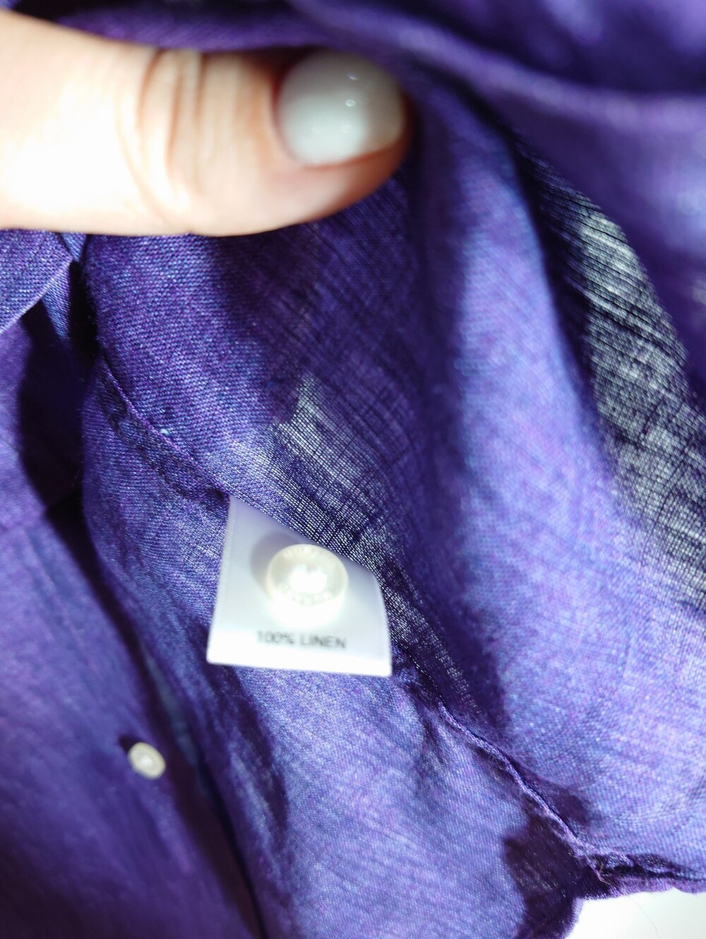 Murano Baird McNutt 100% Linen Purple Button Front Shirt Men's L Slim Fit - Picture 4 of 6
